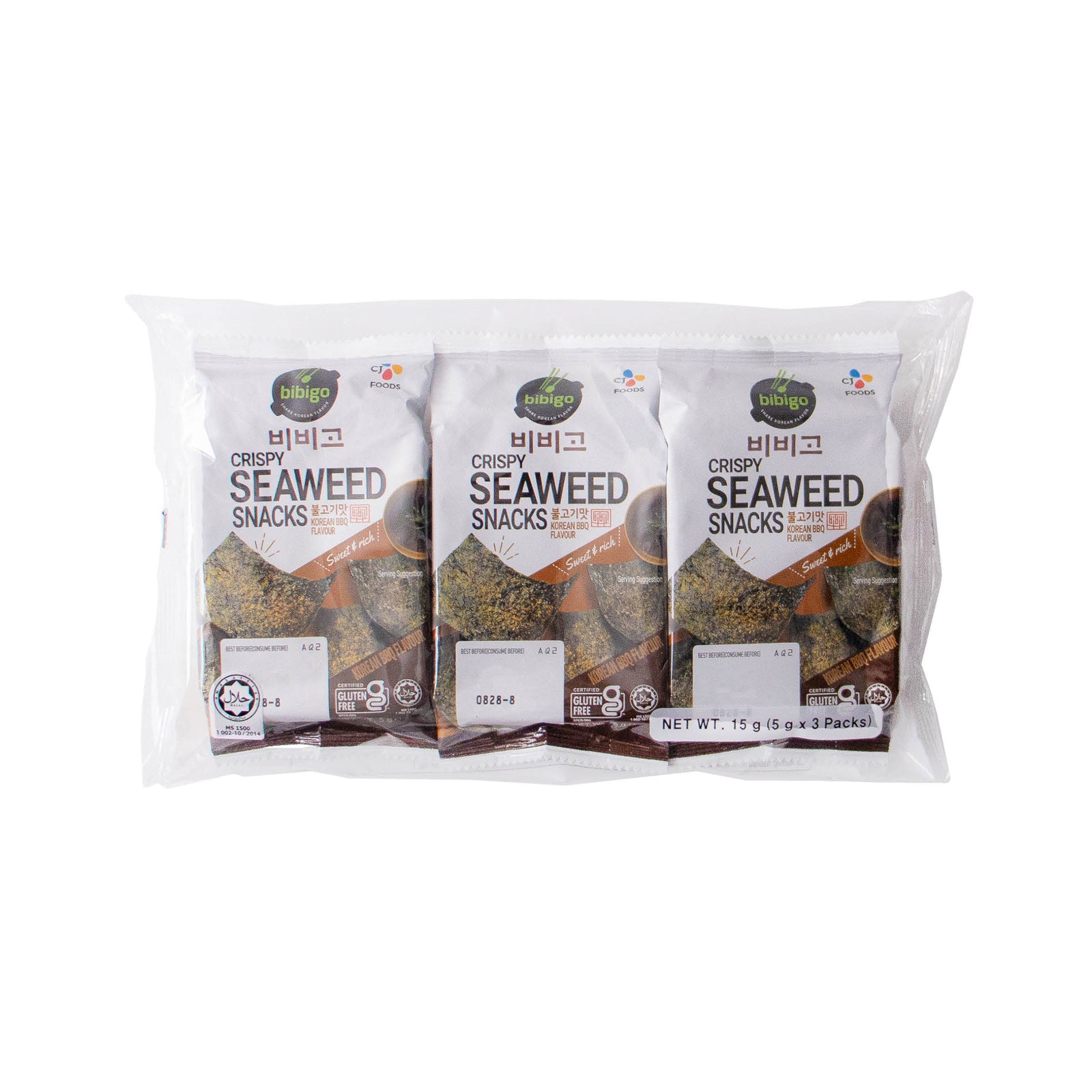 Bibigo Crispy Seaweed Snack mit BBQ Geschmack 15g von CJ