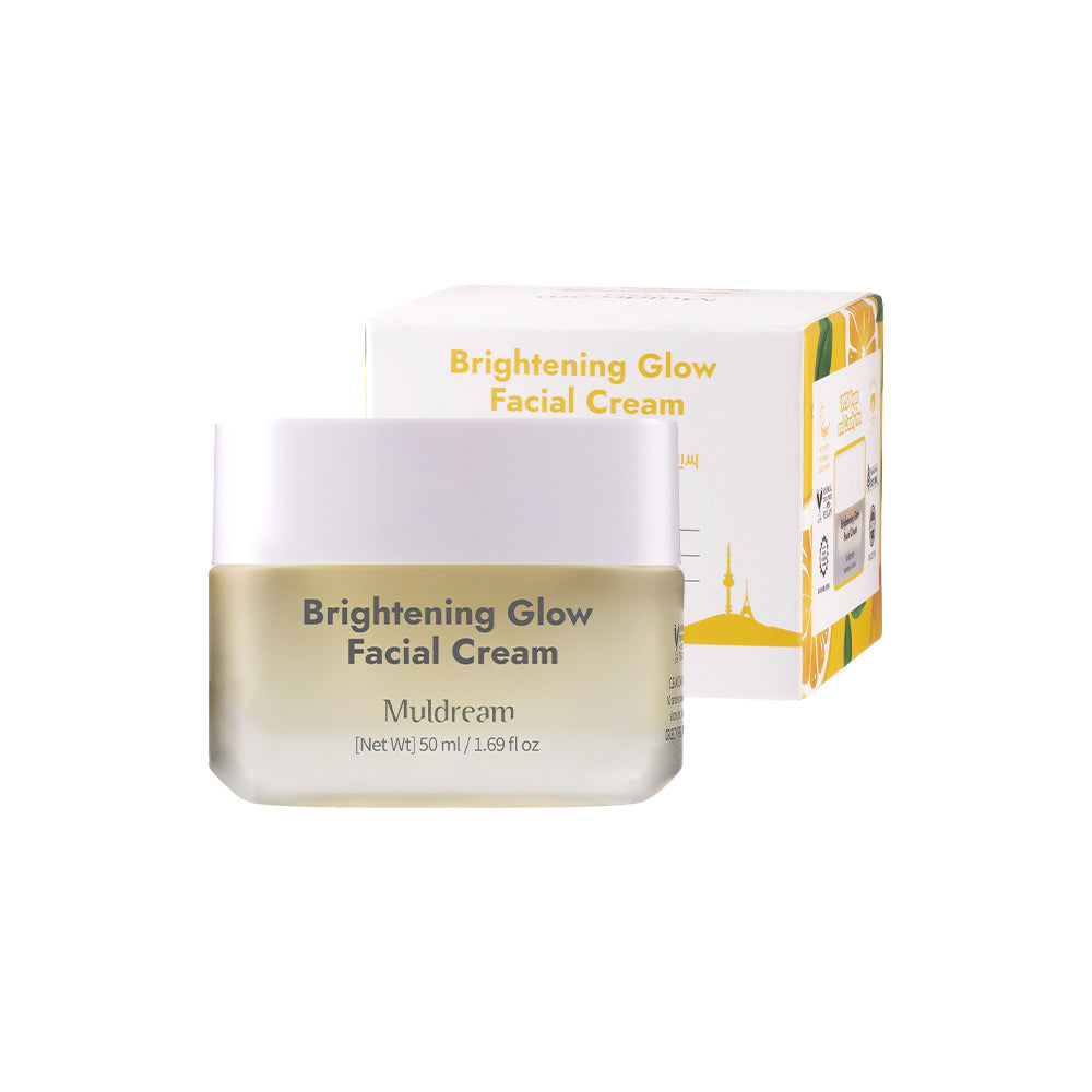Muldream Brightening Glow Facial Cream - AHA & Vitamin C 50ml Product and Package