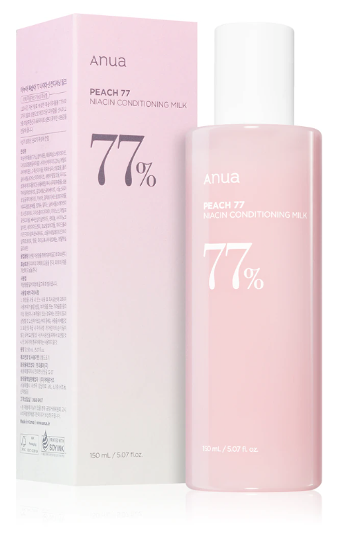 Anua Peach 77 Niacin Conditioning Milk 150ml Produkt und Verpackung