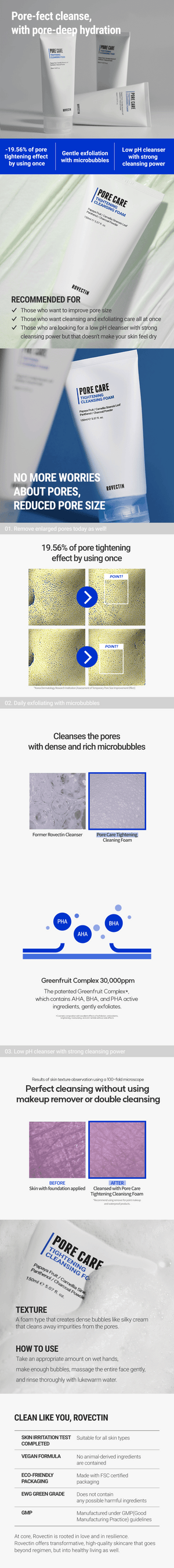 Rovectin Pore Care Tightening Cleansing Foam 150ml