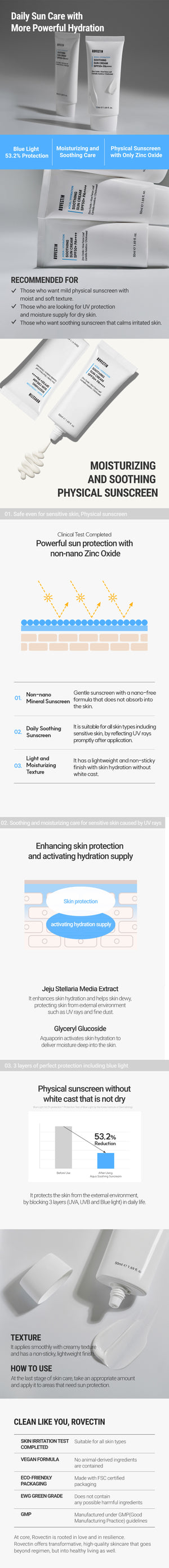 Rovectin Aqua Soothing Sun Cream SPF50+ PA++++ 50ml