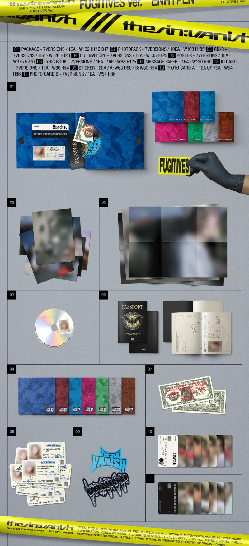 未開封　ENHYPEN VANISH FUGITIVES アルバム 7形態×10 ENHYPEN - 7th Mini Album 