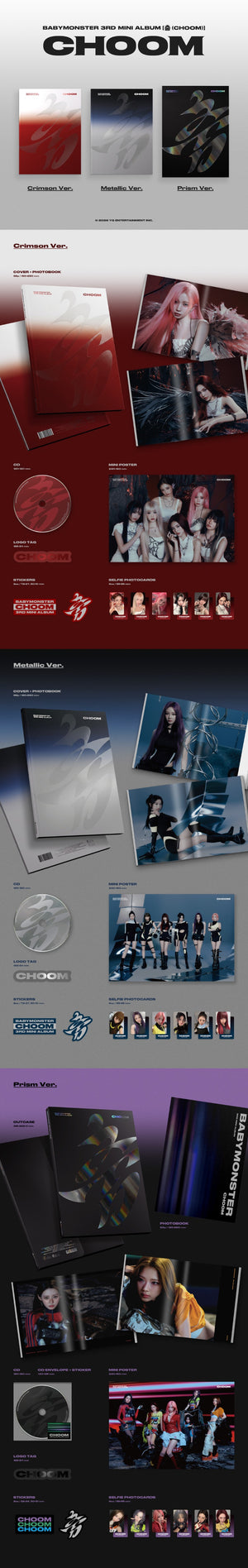 BABYMONSTER - 3rd Mini Album CHOOM (Crimson Ver. / Metallic Ver. / Prism Ver.) Random