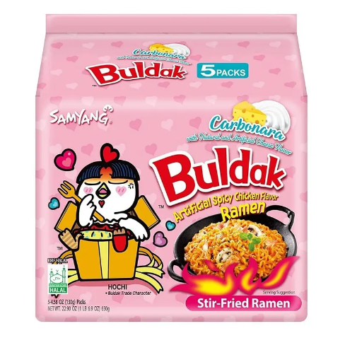 5er-Pack Buldak Carbonara Ramen 130g scharf von Samyang