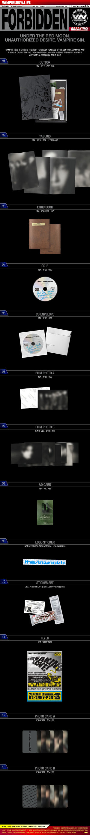 ENHYPEN - 7th Mini Album THE SIN : VANISH (FORBIDDEN Ver. / AFTERLIGHT Ver. / STORM Ver.) Random