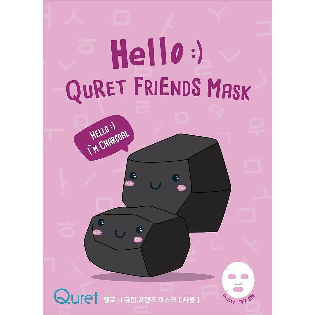 Hello Quret Friends Face Mask Charcoal