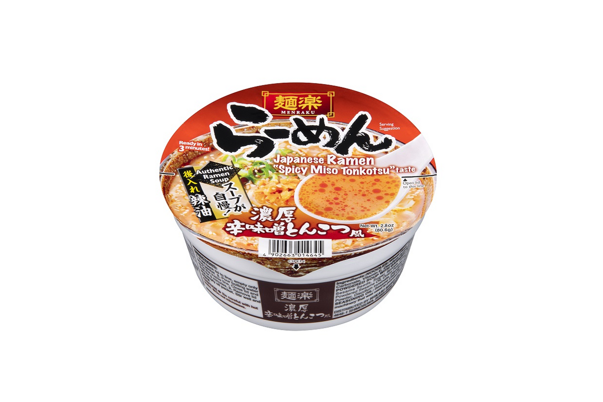 Menraku Cup Kara Miso Tonkotsu-Fu Instant Nudeln 80.6g von Hikarimiso