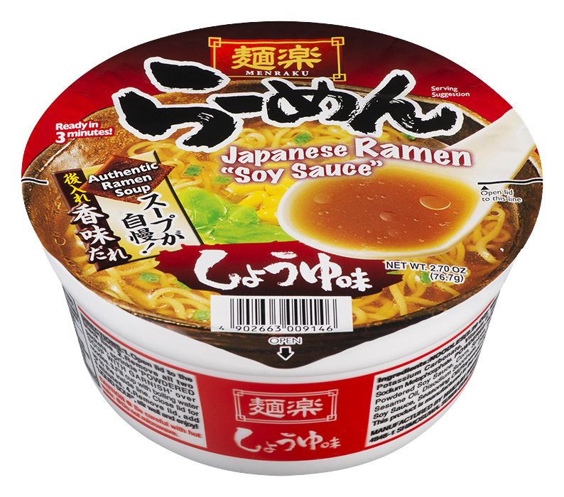 Menraku cup Shoyu Ramen Instant Nudeln 76.7g von Hikarimiso