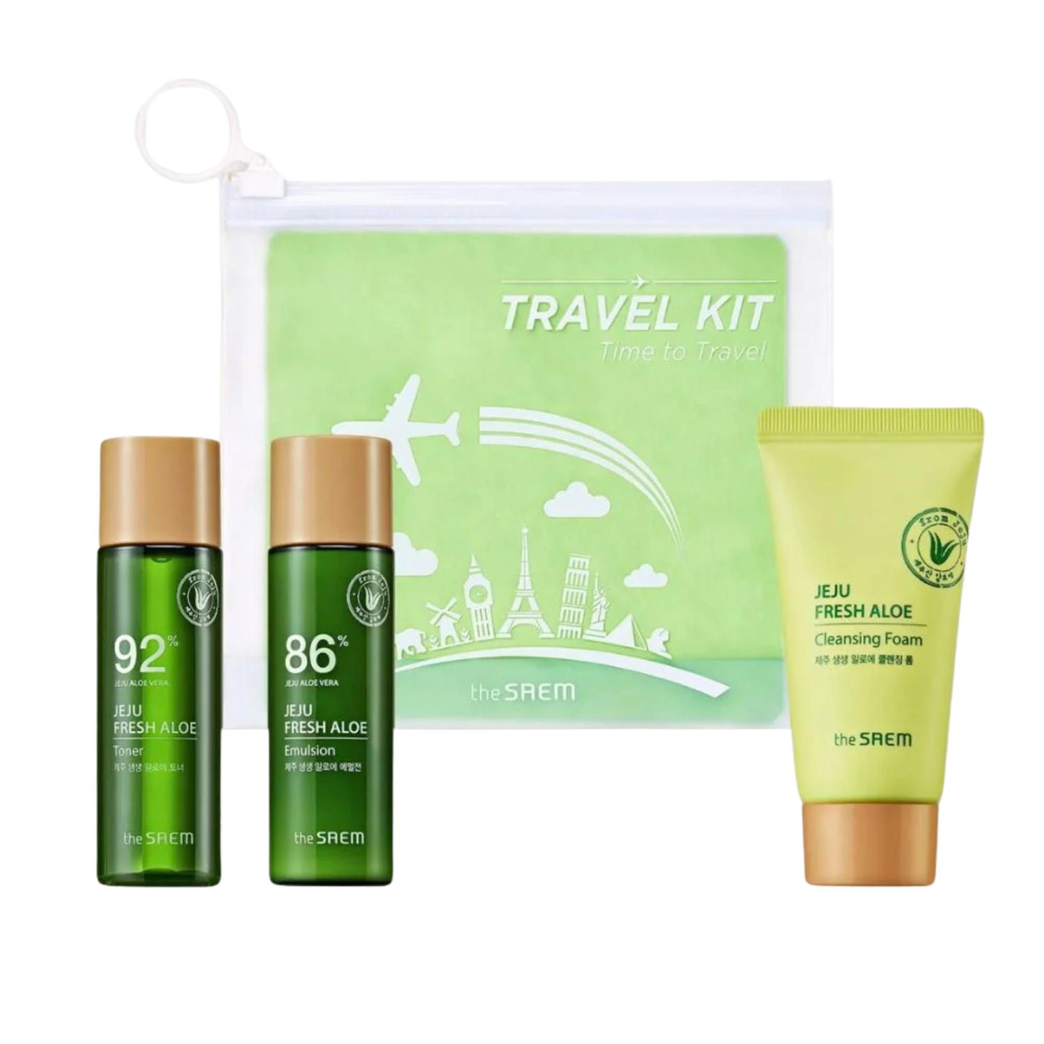 The Saem Jeju Fresh Aloe Travel Kit (31ml, 31ml, 25g)