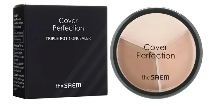 NK1200 The Saem Cover Perfection Triple Pot Concealer 02 Contour Beige 4.5gx3