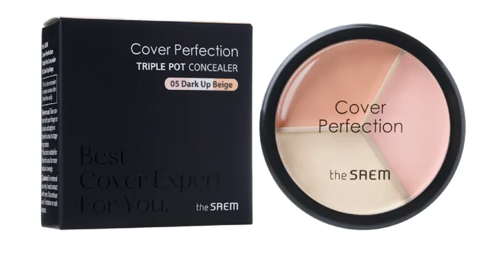 The Saem Cover Perfection Triple Pot Concealer 05 Dark Up Beige 4.5gx3