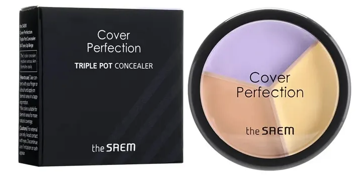 The SAEM Cover Perfection Triple Pot Concealer 04 Tone Up Beige 4.5gx3