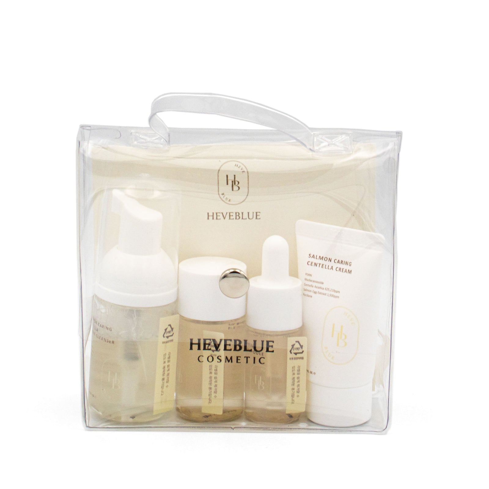 Heveblue Salmon Caring Centella Special Travel Kit Bag von vorne