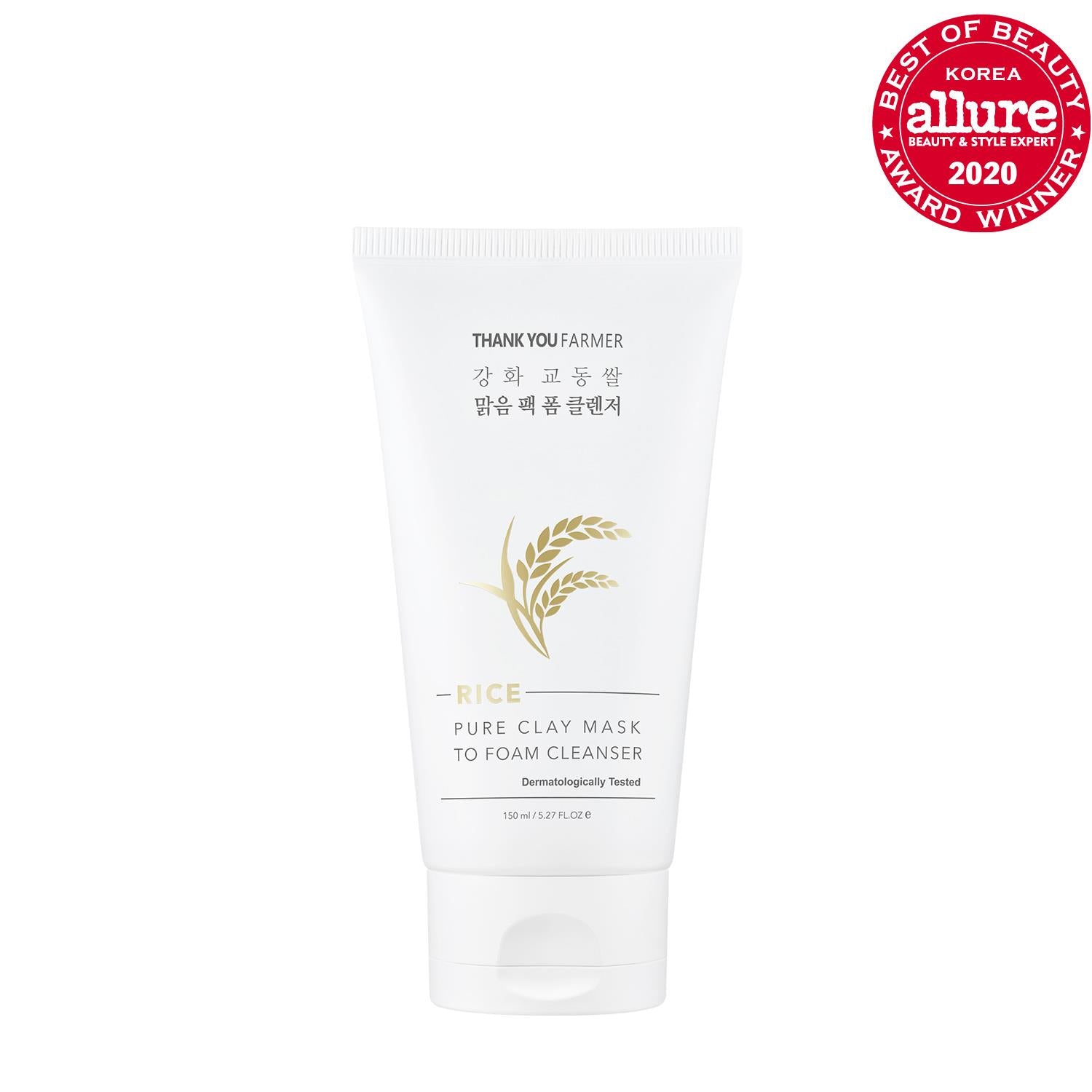 Thank You Farmer Rice Pure Clay Mask to Foam Cleanser 150ml