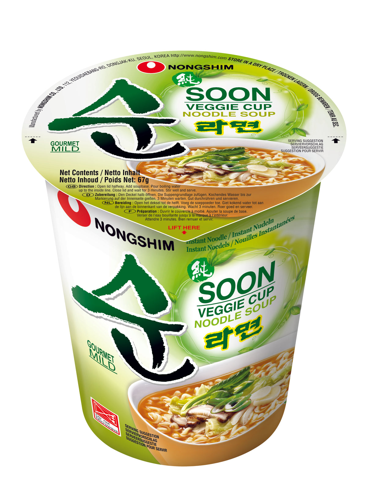 Soon Veggie Ramen Cup Mild 67g von Nongshim